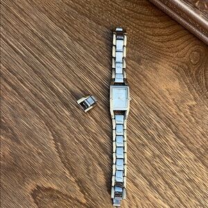 Anne Klein Two-Tone Silver and Gold Rectangular Bracelet Watch